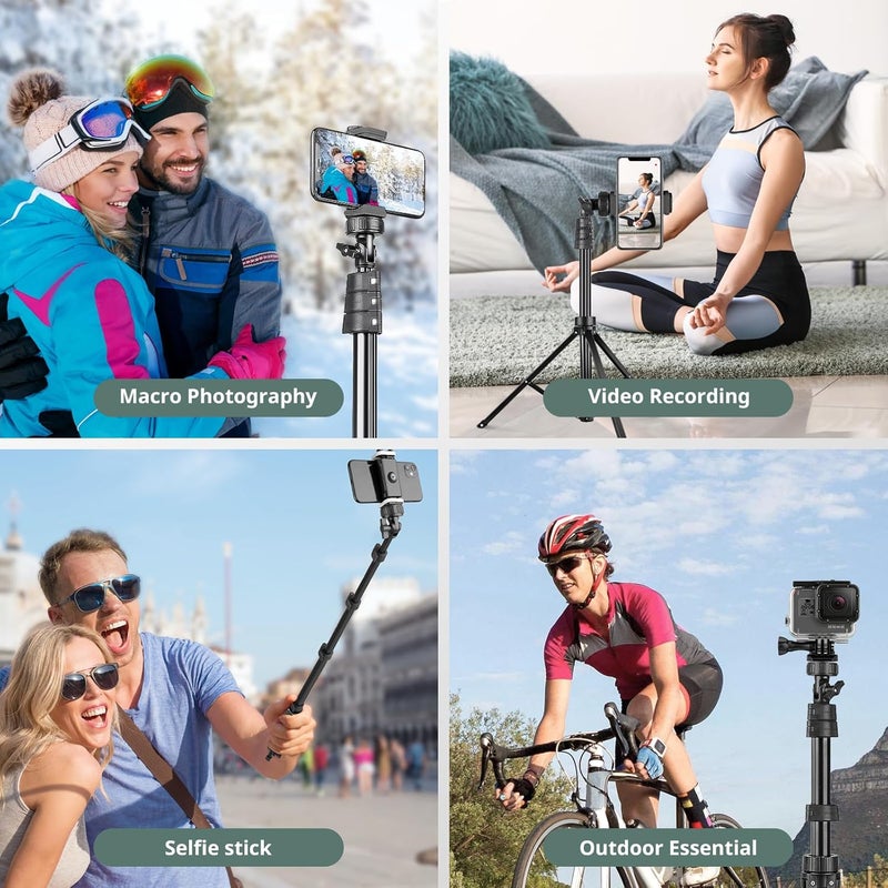 Sensyne 72" Phone Tripod, Extendable Cell Phone Tripod Stand, Selfie Stick with Wireless Remote and Phone Holder, Compatible with iPhone Android Phone, Camera - Image 2